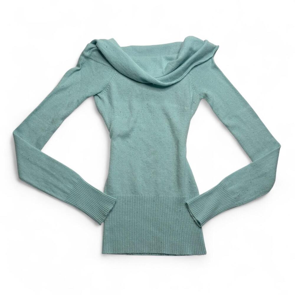 Y2K Abercrombie & Fitch light blue off the shoulder sweater in size S wool hair